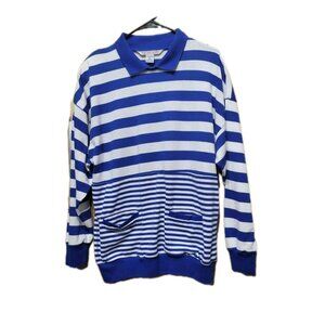 Vintage Lindsey Blake Blue Stripe Collared knit Sweater Women's sz 38 Medium